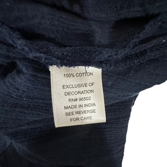 Krazy‎ Kat Boho Bohemian Beaded Navy Blouse Long Sleeve - Picture 7 of 9